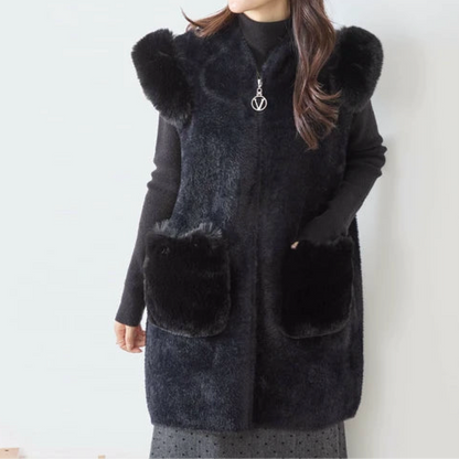 フェイクファーロングベスト