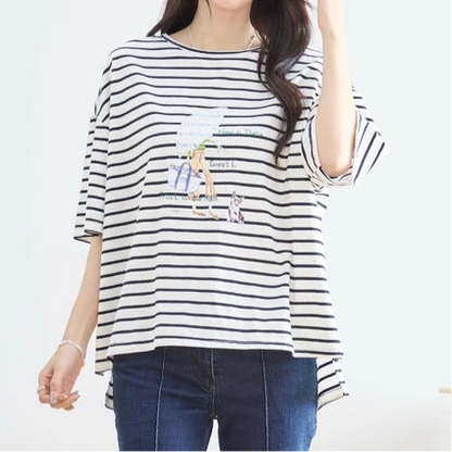 パラソルガールボーダーTシャツ