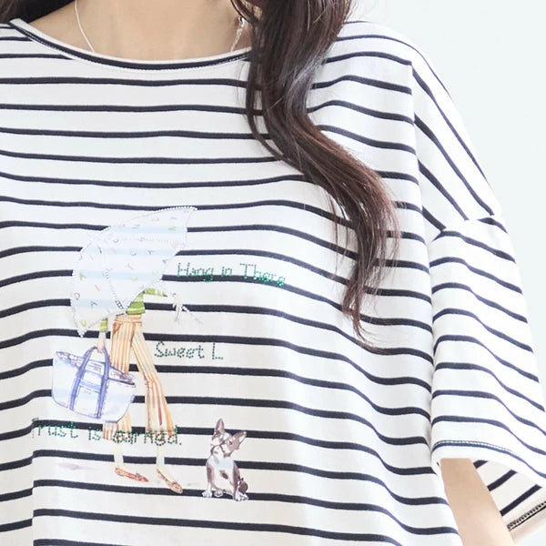 パラソルガールボーダーTシャツ