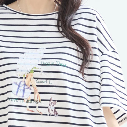 パラソルガールボーダーTシャツ