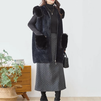 フェイクファーロングベスト