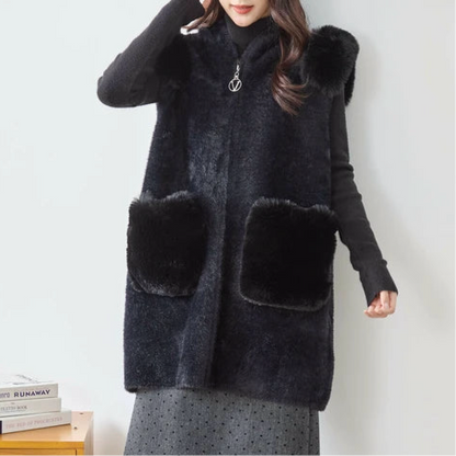 フェイクファーロングベスト