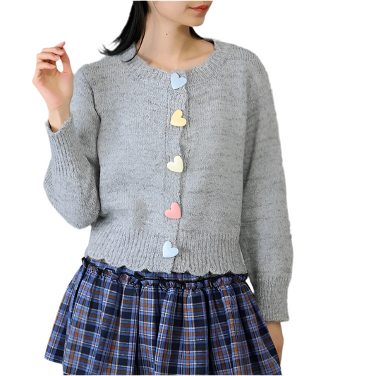 カラフルハートボタン　ニット　カーディガン　
