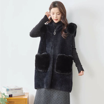 フェイクファーロングベスト