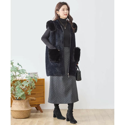 フェイクファーロングベスト